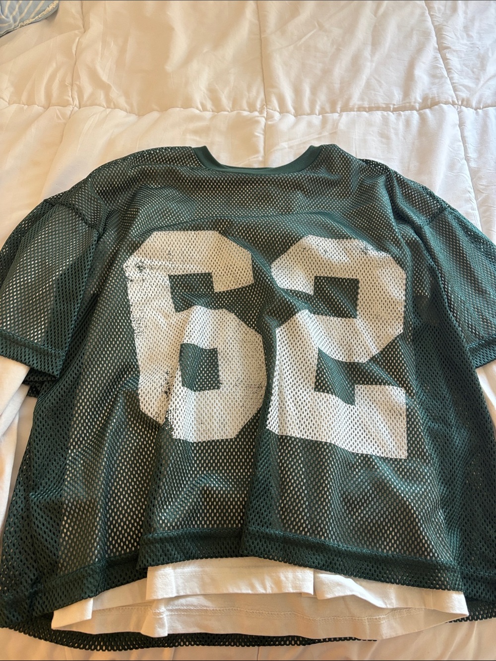 PacSun Green Mesh Jersey Top with White '62' Graphic